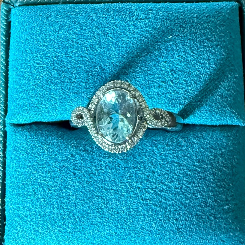 ONE OF A KIND Effy Aquamarine and Diamond Elegant 14k White Gold Oval-Cut Ring